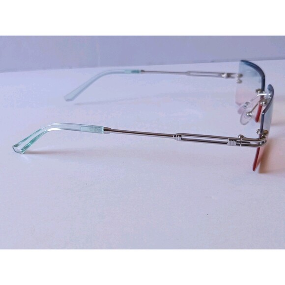 Rimless Square Sunglasses Rainbow Tint Unisex Metal Frame - Picture 6 of 8